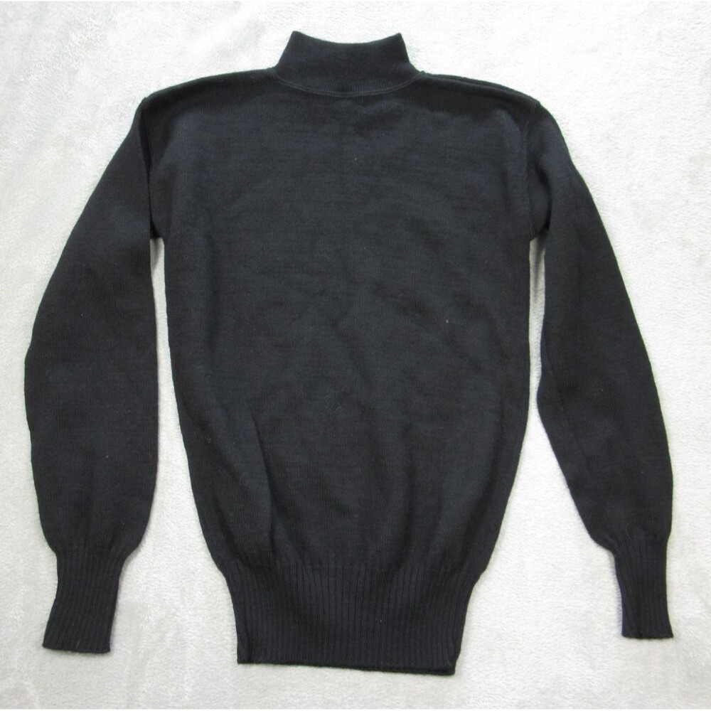 Vtg DSCP Quarterdeck Collection Sweater Mens Medium Black 100% Wool Mock Neck